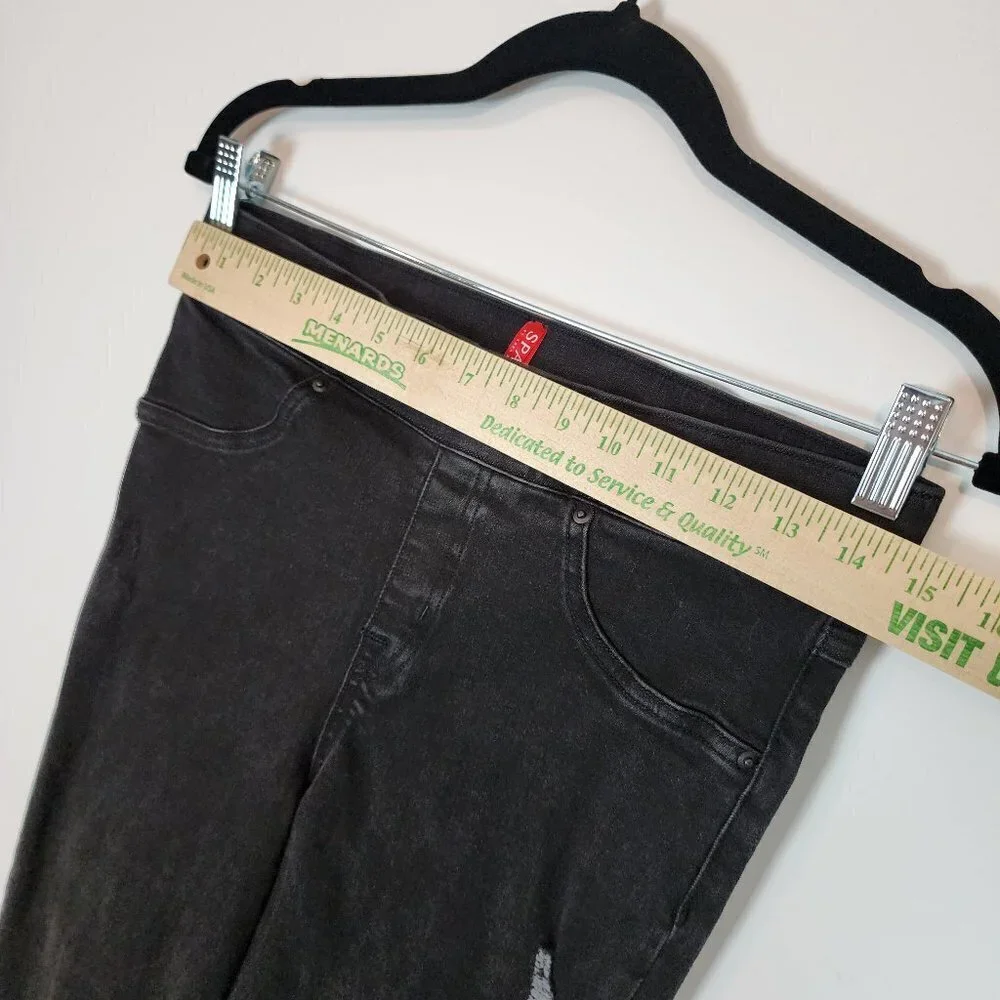 Spanx Vintage Distressed Ankle Skinny Jeans Vintage Black Stretch Tummy Panel Md